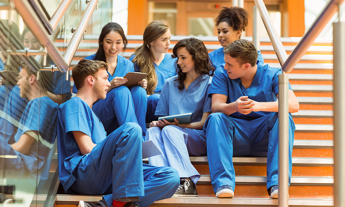 Medical students collaborating